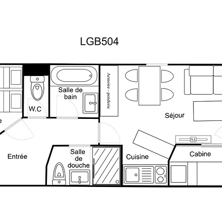 Apartmán Confortable 2 Pieces + Cabine, Skis Aux Pieds, 5-6 Personnes - Fr-1-182a-2